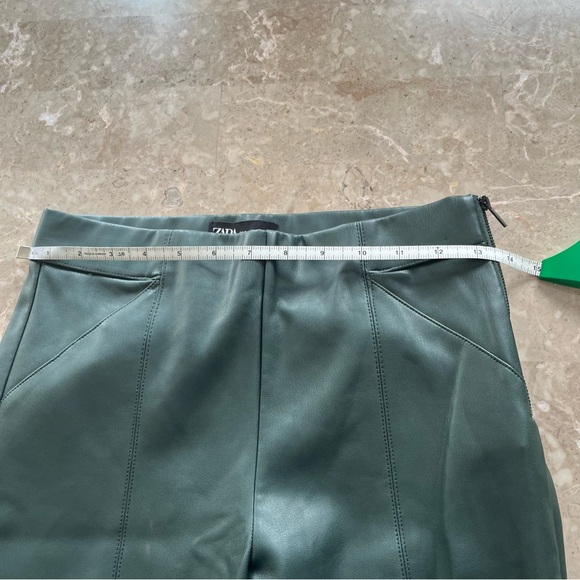 Zara green faux leather pants size small - Picture 6 of 10